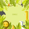 Jungle frame. ÃÂ¡ute tropical animals.