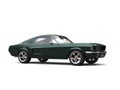 Jungle green American vintage muscle car - beauty shot