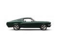 Jungle green American vintage muscle car - side view