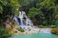 The jungle with green ecology Waterfalls with clear water in the forest at par