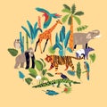 Jungle Habitat Round Composition Royalty Free Stock Photo