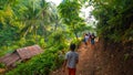 Jungle hikers on trail