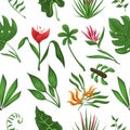 Jungle leaves and flowers pattern