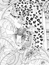 Jungle leopard coloring page