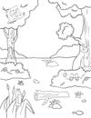 Jungle line art illstration coloring page Royalty Free Stock Photo