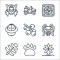 Jungle line icons. linear set. quality vector line set such as palm, pawprint, leaf, spider, berries, hat, compass, buggy