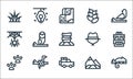 Jungle line icons. linear set. quality vector line set such as chameleon, footprint, mountains, snake, spider, sun hat, hel, Royalty Free Stock Photo