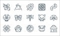 jungle line icons. linear set. quality vector line set such as hut, no cutting, flower, hippopotamus, girl, alligator, panther,