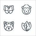 Jungle line icons. linear set. quality vector line set such as leaves, jaguar, gorilla