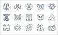 jungle line icons. linear set. quality vector line set such as map, leaf, binoculars, camping tent, man, totem, hippopotamus,