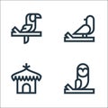 Jungle line icons. linear set. quality vector line set such as owl, hut, bird