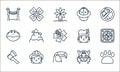 Jungle line icons. linear set. quality vector line set such as pawprint, toucan, axe, tiger, girl, frog, aborigin, hat, flower Royalty Free Stock Photo