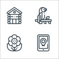 Jungle line icons. linear set. quality vector line set such as smartphone, flower, parrot