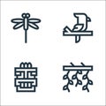 jungle line icons. linear set. quality vector line set such as vines, tiki, parrot