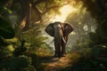 Jungle Majesty: A Grand Encounter with a Walking Elephant Amidst the Enigmatic Wilderness