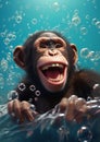 Jungle mammal chimp wild monkey wildlife nature face water animals primate chimpanzee Royalty Free Stock Photo