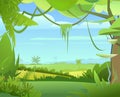 Jungle plants. Flora landscape. Dense thickets. View from the Tropical forest panorama. Southern Rural Scenery