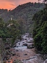 Jungle river side view and the sunset Royalty Free Stock Photo