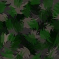 Jungle style camouflage seamless pattern print. Shapes of foliage and branches