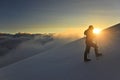 Climber on snowy mountainside