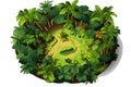 jungle top view drone shot vector flat isolated illustration