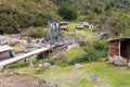 Jungle village bridge camping , Bolivia culture tourist destination. Royalty Free Stock Photo