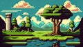 Jungle and water game background pixel art