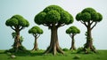 Junglethemed 3D render with intricate tree silhouettes representing a lush rainforest environment Royalty Free Stock Photo