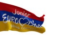 Junior Eurovision with Armenia flag, Junior Eurovision in Armenia Song Contest 2022. 3D work and 3D image, Yerevan, Armenia - 2022