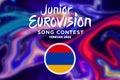 Junior Eurovision 2022, Armenian Junior Eurovision in Yerevan, Participant from Armenia background Eurovision with Armenia flag