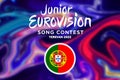 Junior Eurovision 2022, Armenian Junior Eurovision in Yerevan, Participant from Portugal background Eurovision with Portugal flag