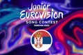 Junior Eurovision 2022, Armenian Junior Eurovision in Yerevan, Participant from Serbia background Eurovision with Serbia flag