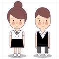 Junior High School Students Design Vector of Japan teenager wearing their uniform. Asian character illustration boy and