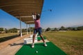 Junior Player Golf Practice Swinging Focus Royalty Free Stock Photo