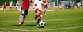 Junior Soccer Match. Football Game For Youth Players Royalty Free Stock Photo