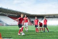 Junior Team Practicing in Stadium Royalty Free Stock Photo