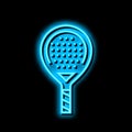 junior tennis racquet neon glow icon illustration