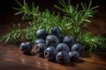 Juniper berries table fresh fruit. Generate Ai