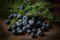 Juniper berries table. Generate Ai