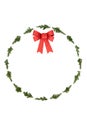 Juniper Fir Christmas Wreath with Red Bow Royalty Free Stock Photo