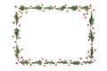 Juniper Fir and Holly Berry Winter Christmas Background Frame