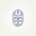 Juniper tree minimalist badge line art icon logo Royalty Free Stock Photo