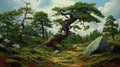 Juniper In Forest Landscape