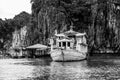 Junk boat berthing in Ha Long Bay, Vietnam Royalty Free Stock Photo