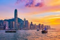 Junk boat in Hong Kong Victoria Harbour Royalty Free Stock Photo