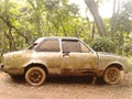 Junk Car in Penhasco Dois Irmaos Park Rio de Janeiro Brazil.