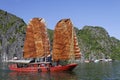 Junk and fishermen village in Ha Long