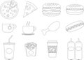 Junk food black and white logo collection isolated on white background poster. Royalty Free Stock Photo