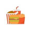 Junk Food, Burger, Fries, Fried Chicken, Soda Vector Illustration