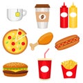 Junk food colorful logo collection poster.